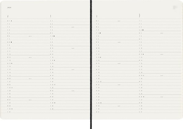 Щомісячник Moleskine на 2025 рік великий 19 х 25 см чорний м'який