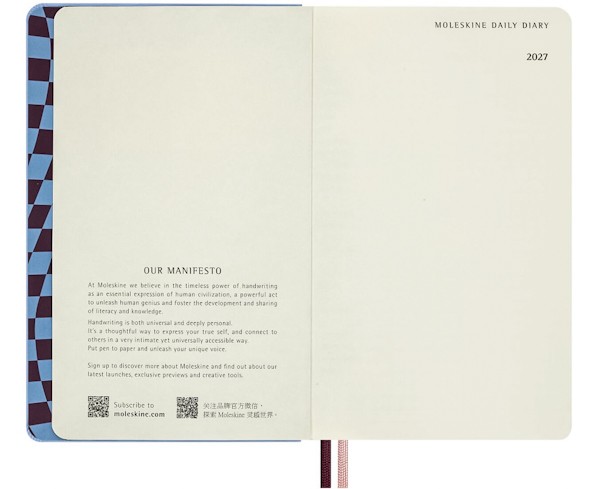 Щоденник Moleskine Alice на 2027 рік середній 13 х 21 см блакитний