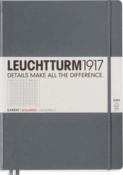 Блокнот Leuchtturm1917 Master Slim великий 22,5 х 31,5 см в клітинку антрацит