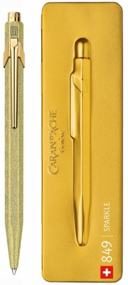 Ручка Caran d'Ache 849 Sparkle золотиста + бокс 