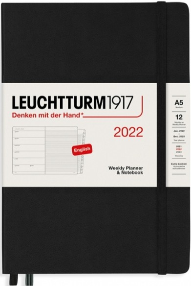 Щотижневик з місцем для записів Leuchtturm1917 на 2022 рік середній 14,5 х 21 см чорний