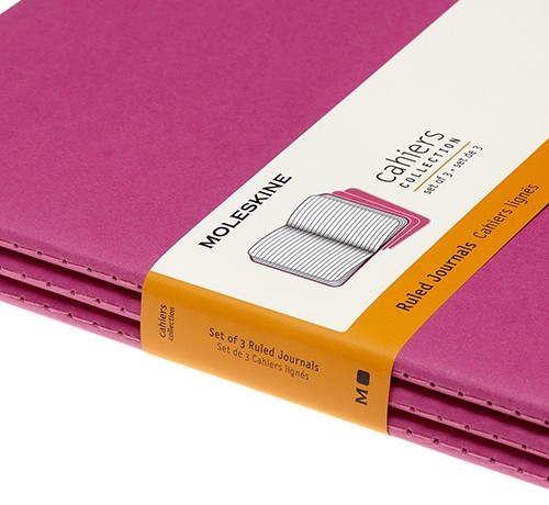 Набір зошитів Moleskine Cahier великий 19 х 25 см в лінію кінетичний рожевий 