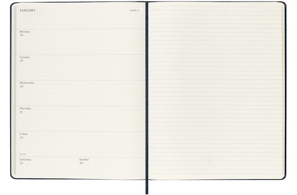 Щотижневик з місцем для записів Moleskine на 2027 рік великий 19 х 25 см сапфір