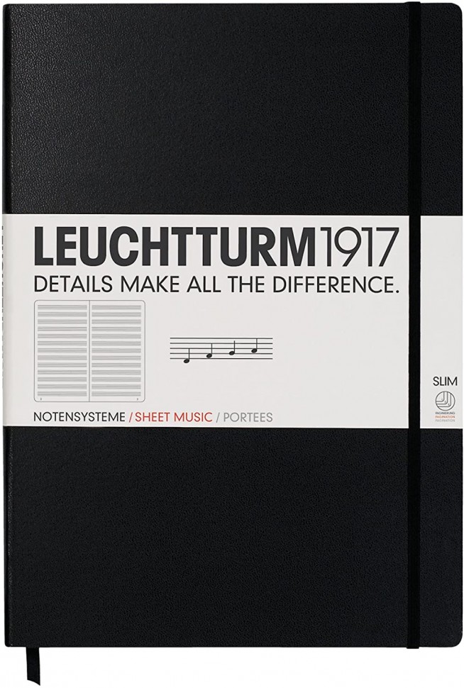 Блокнот Leuchtturm1917 Master Slim великий 22,5 х 31,5 см з нотним станом чорний 