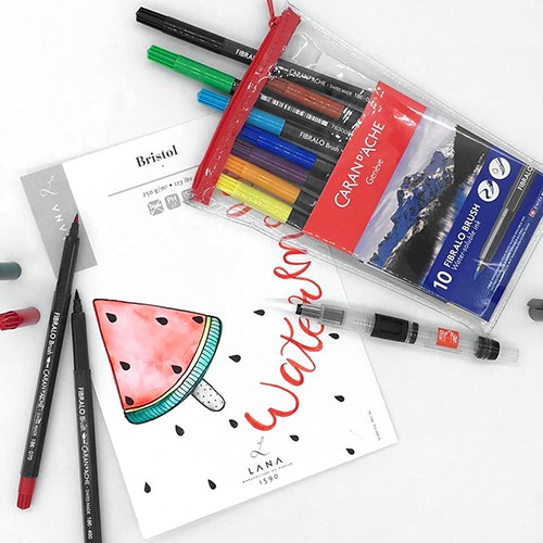 Набір акварельних брашпенів Caran d'Ache Fibralo 10 штук