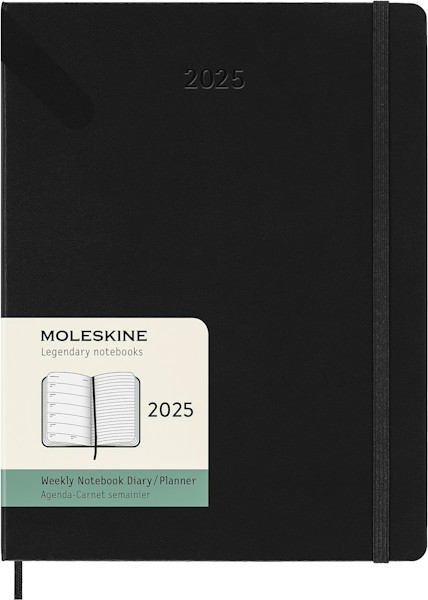 Щотижневик з місцем для записів Moleskine на 2025 рік великий 19 х 25 см чорний