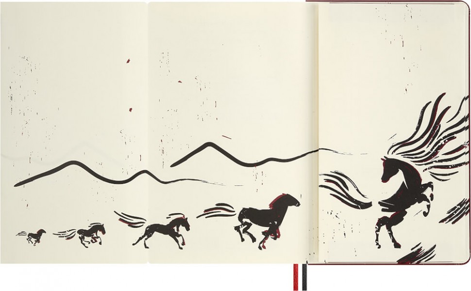 Подарунковий набір блокнот Moleskine Year of the Horse середній 13 х 21 см в лінію червоний та 4 олівця Blackwing