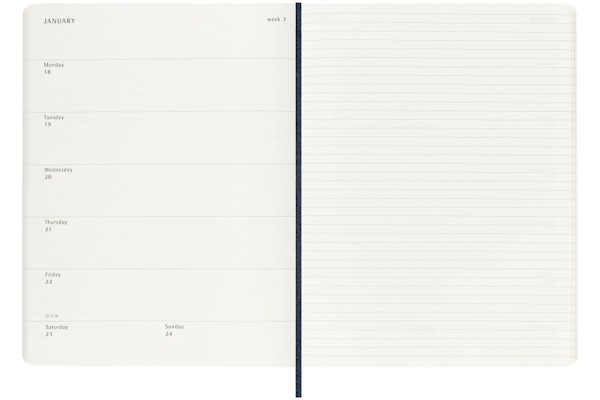 Щотижневик з місцем для записів Moleskine на 2027 рік великий 19 х 25 см сапфір м'який
