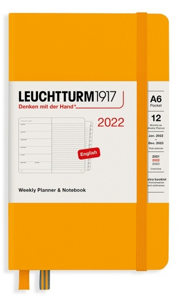 Щотижневик з місцем для записів Leuchtturm1917 на 2022 рік кишеньковий 9 х 15 см сонячний жовтий 
