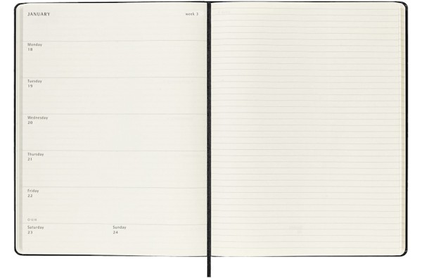 Щотижневик з місцем для записів Moleskine на 2027 рік великий 19 х 25 см чорний