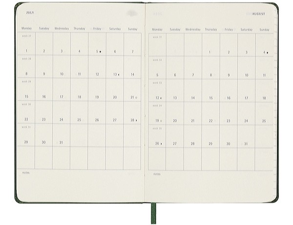 Щотижневик з місцем для записів Moleskine на 2025 рік кишеньковий 9 х 14 см миртовий зелений
