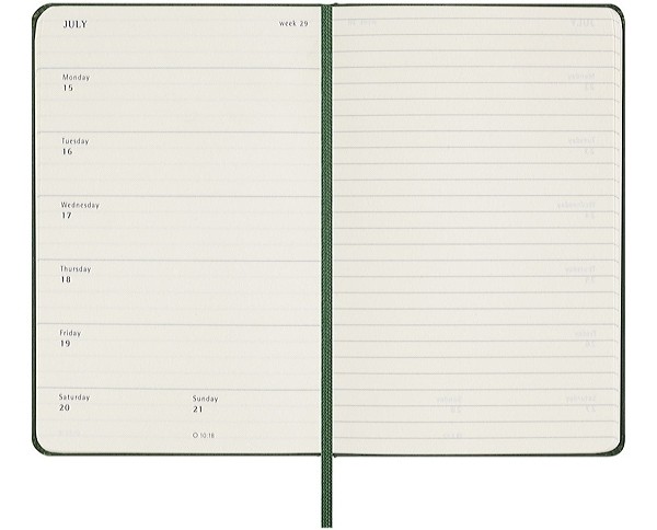 Щотижневик з місцем для записів Moleskine на 2025 рік кишеньковий 9 х 14 см миртовий зелений
