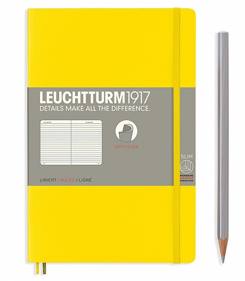 Блокнот Leuchtturm1917 Paperback B6 12,5 х 19 см в лінію лимонний