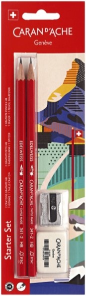 Набір Caran d'Ache Back To School 2 олівці НВ + гумка + точилка