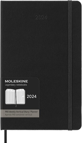 Вертикальний щотижневик Moleskine PRO на 2024 рік середній 13 х 21 см чорний