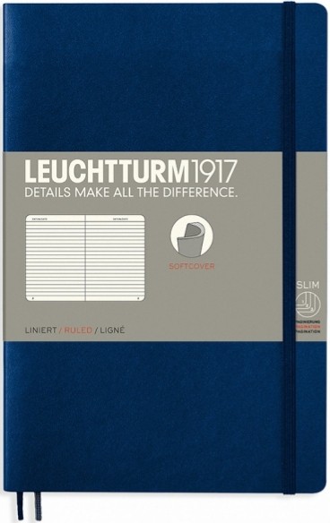 Блокнот Leuchtturm1917 Paperback B6 12,5 х 19 см в лінію темно-синій