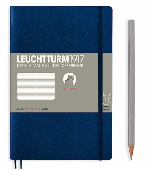 Блокнот Leuchtturm1917 Paperback B6 12,5 х 19 см в лінію темно-синій