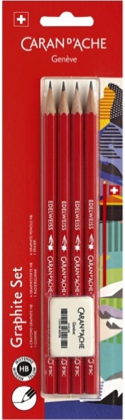 Набір Caran d'Ache Back To School 4 олівці НВ + гумка 