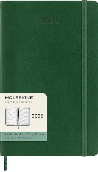 Щотижневик з місцем для записів Moleskine на 2025 рік середній 13 х 21 см миртовий зелений м'який