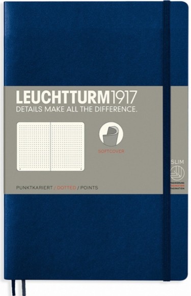 Блокнот Leuchtturm1917 Paperback B6 12,5 х 19 см в крапку темно-синій 