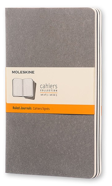Набір зошитів Moleskine Cahier середній 13 х 21 см в лінію теплий сірий
