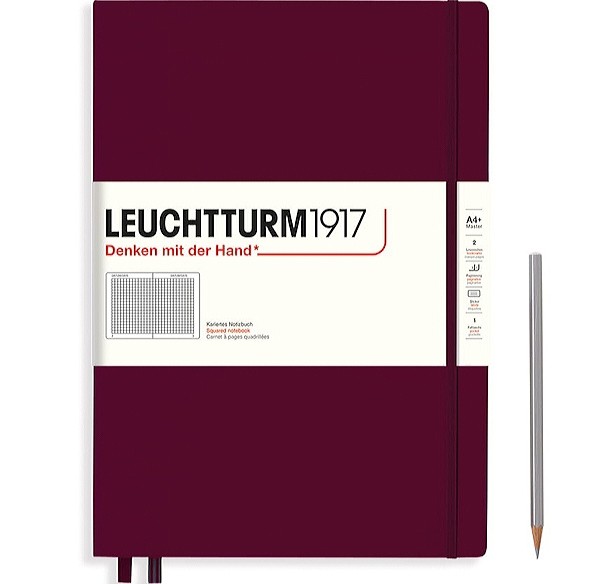 Блокнот Leuchtturm1917 Master Classic великий 22,5 х 31,5 см в клітинку винний