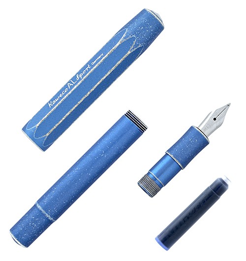 Чорнильна ручка Kaweco Al Sport Stonewashed синя алюміній перо EF (екстра тонке)