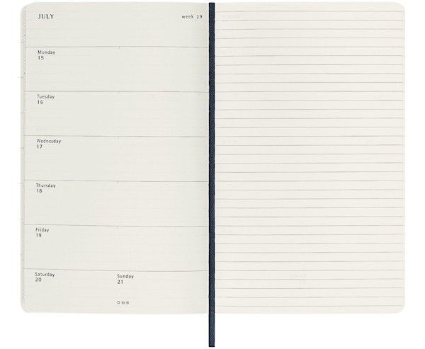 Щотижневик Moleskine 2024-2025 на 18 місяців середній 13 х 21 см сапфір м'який
