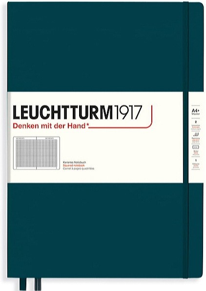 Блокнот Leuchtturm1917 Master Classic великий 22,5 х 31,5 см в клітинку тихоокеанський зелений