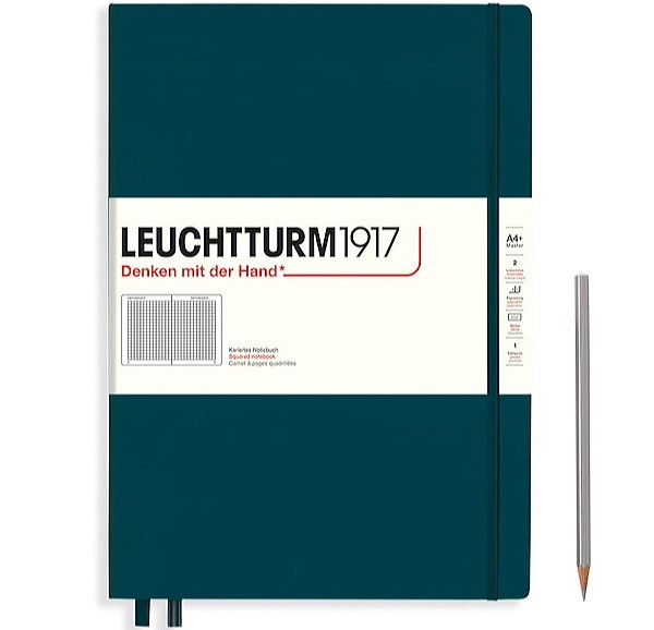 Блокнот Leuchtturm1917 Master Classic великий 22,5 х 31,5 см в клітинку тихоокеанський зелений
