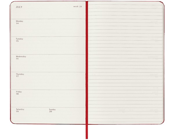 Щотижневик Moleskine 2024-2025 на 18 місяців середній 13 х 21см червоний