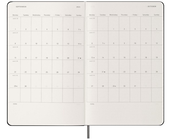 Щотижневик Moleskine 2024-2025 на 18 місяців середній 13 х 21см чорний