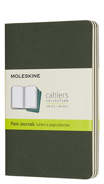 Набір зошитів Moleskine Cahier кишеньковий 9 х 14 см нелінований зелений