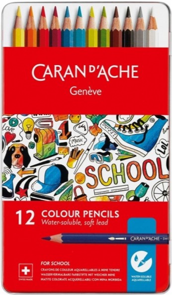 Набір акварельних олівців Caran d'Ache School Line 12 штук + бокс