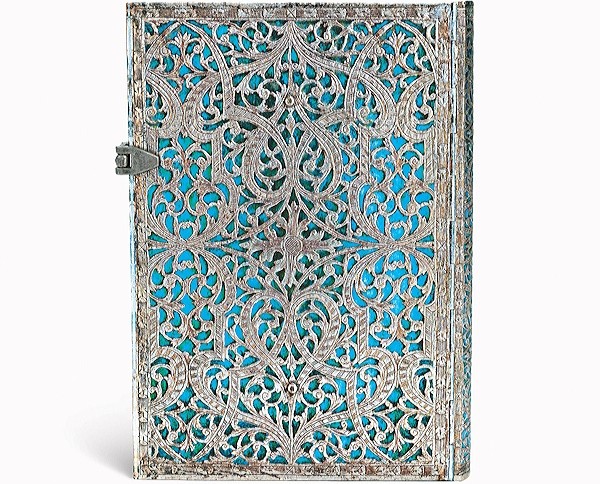 Блокнот Paperblanks Срібна Філігрань середній 13 х 18 см в лінію лазурний