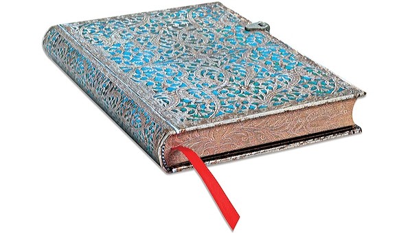 Блокнот Paperblanks Срібна Філігрань середній 13 х 18 см в лінію лазурний