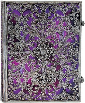 Блокнот Paperblanks Срібна Філігрань великий 18 х 23 см в лінію фіолетовий