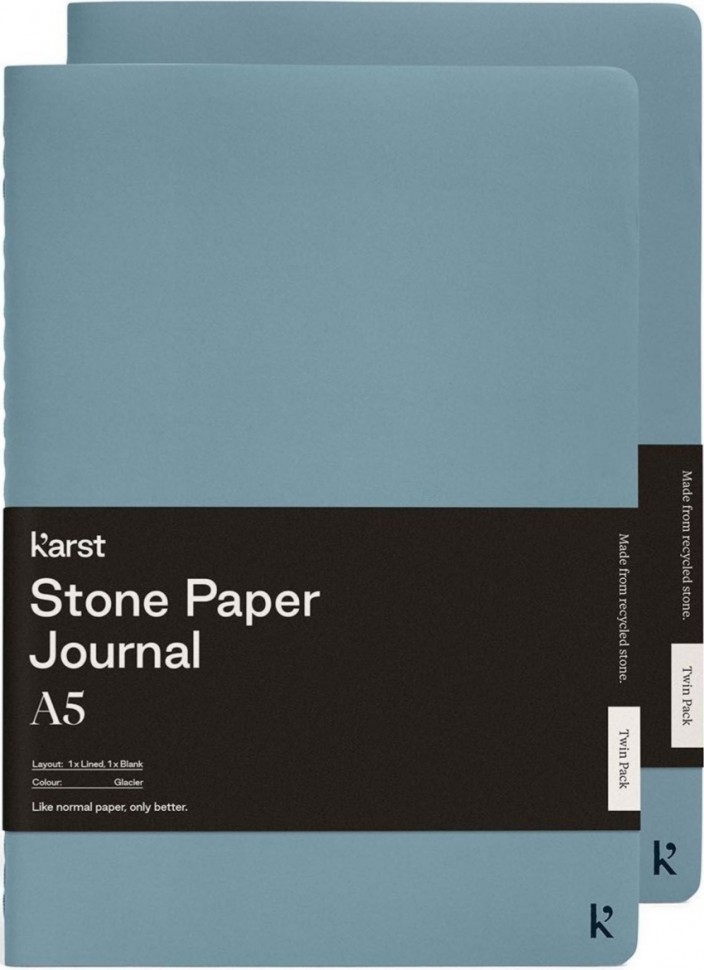 Набір зошитів Karst Journal A5 14,8 х 21 см в лінію та нелінований блакитний льодовик