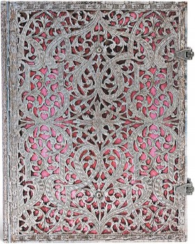 Блокнот Paperblanks Срібна Філігрань великий 18 х 23 см в лінію рожевий