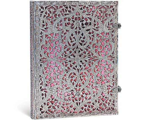Блокнот Paperblanks Срібна Філігрань великий 18 х 23 см в лінію рожевий