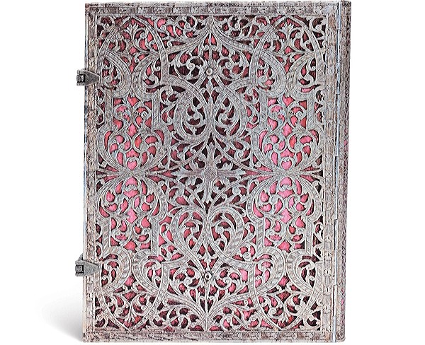 Блокнот Paperblanks Срібна Філігрань великий 18 х 23 см в лінію рожевий