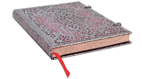 Блокнот Paperblanks Срібна Філігрань великий 18 х 23 см в лінію рожевий