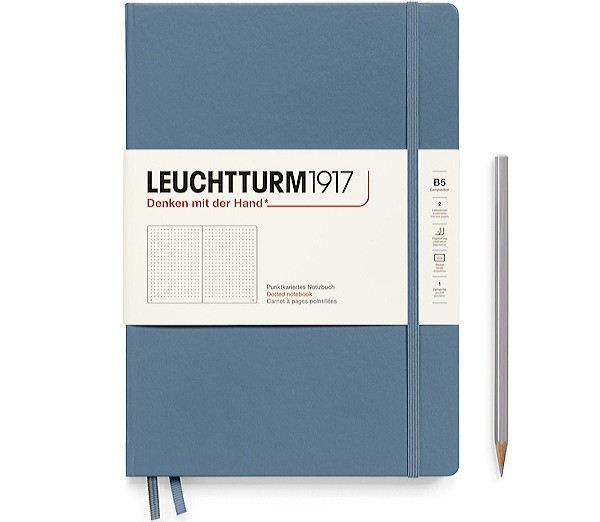 Блокнот Leuchtturm1917 Composition Rising Colours В5 17,8 х 25,4 см в крапку сіро-синій