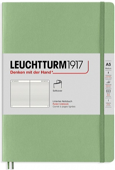 Блокнот Leuchtturm1917 Muted Colours м'який середній 14,5 х 21 см в лінію світло-зелений