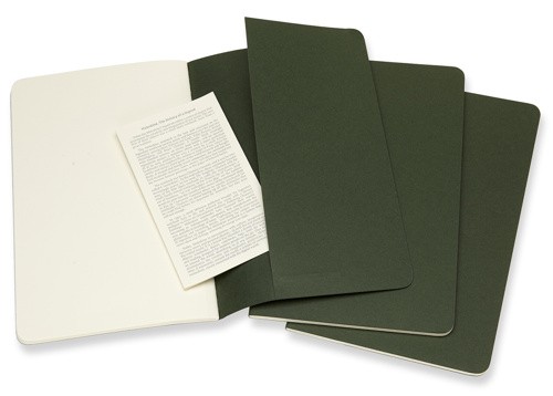 Набір зошитів Moleskine Cahier середній 13 х 21 см нелінований зелений