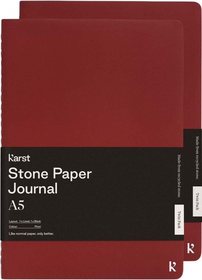 Набір зошитів Karst Journal A5 14,8 х 21 см в лінію та нелінований піно-бордо