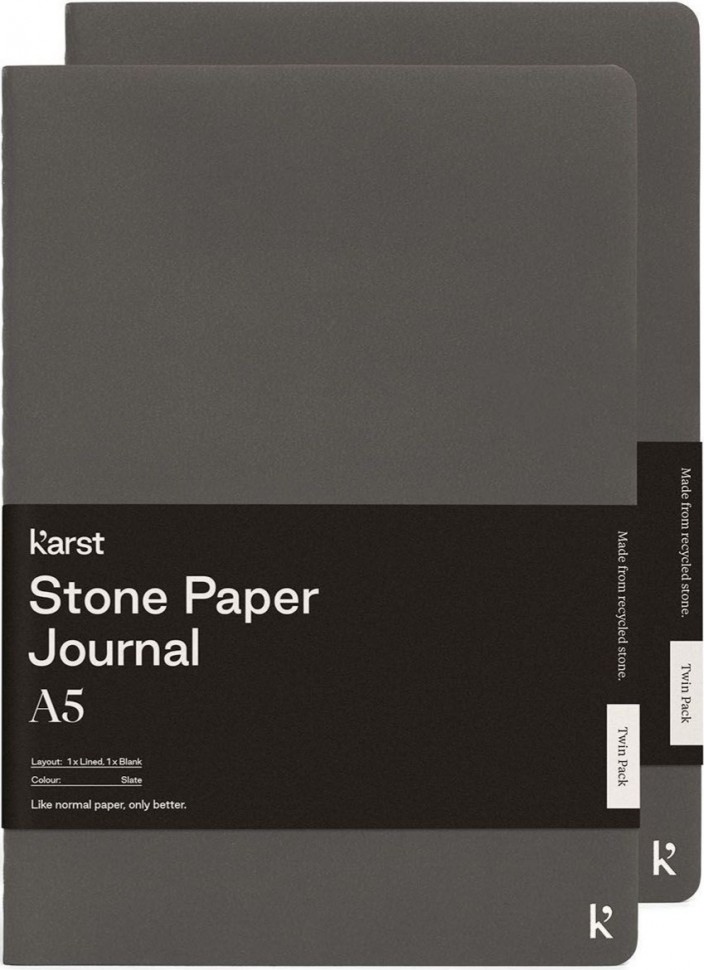 Набір зошитів Karst Journal A5 14,8 х 21 см в лінію та нелінований темно-сірий