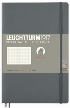 Блокнот Leuchtturm1917 Paperback B6 12,5 х 19 см в крапку антрацитовий