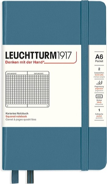 Блокнот Leuchtturm1917 Rising Colours кишеньковий 9 х 15 см в клітинку сіро-синій