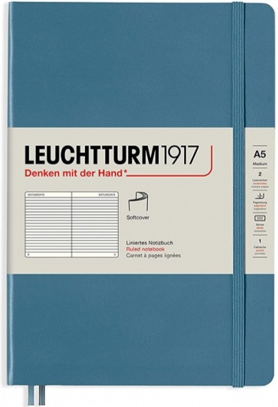 Блокнот Leuchtturm1917 Rising Colours м'який середній 14,5 х 21 см в лінію Stone Blue